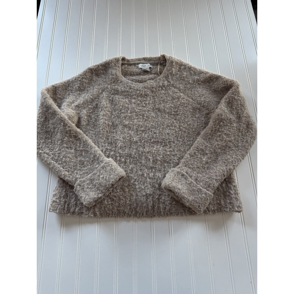 Rachel‎ Zoe Women's Fuzzy Knit Sweater Beige Tan Size L